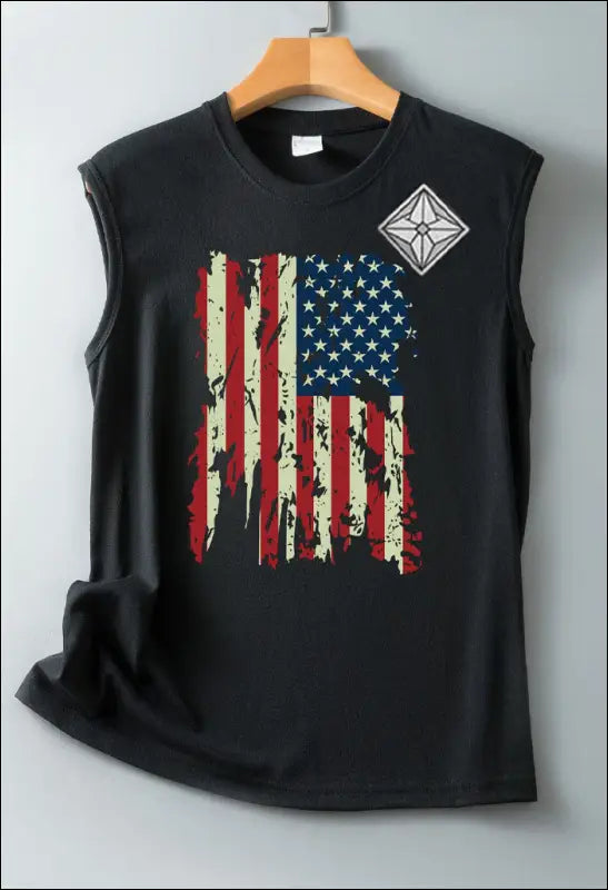 American Independence Day Flag Printed Round Neck Loose