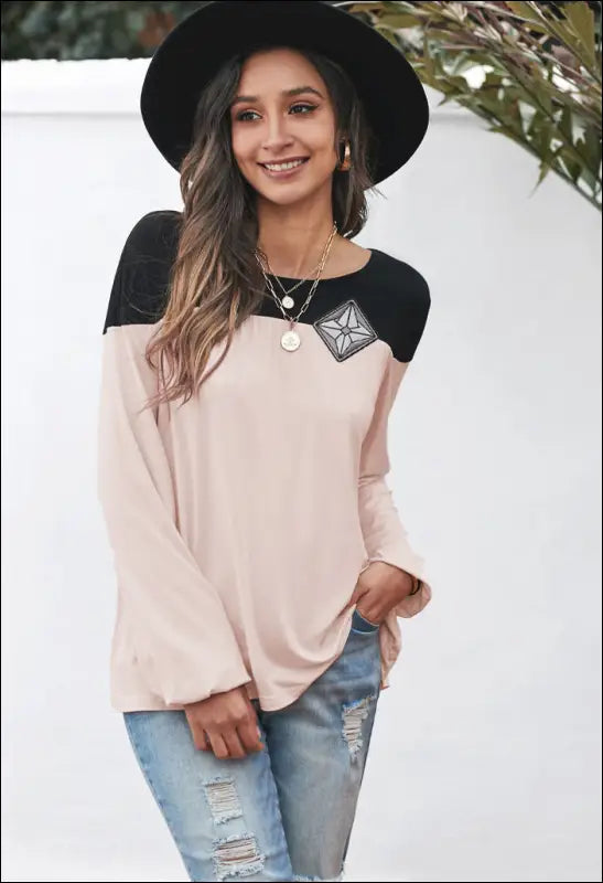 Contrast AuraShield Balloon Sleeve Blouse e52 | Emf