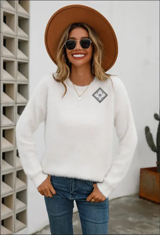 Cute Fuzzy Sweater e74.0 | Emf - Small / White / Visible