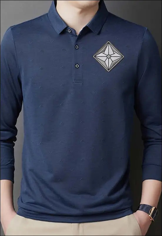 Long Sleeve Modal Polo 110 | Emf - Small / Dark Blue