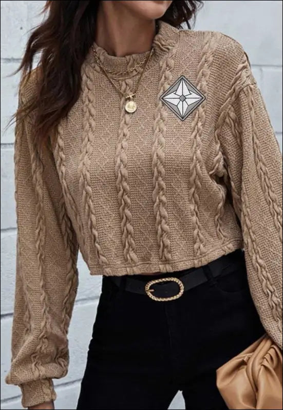 Preppy Crop Top Sweater e54.0 | Emf - Small / Brown