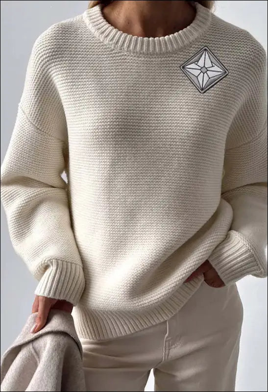 Round Neck Knitted Sweater AuraShield Autumn Winter