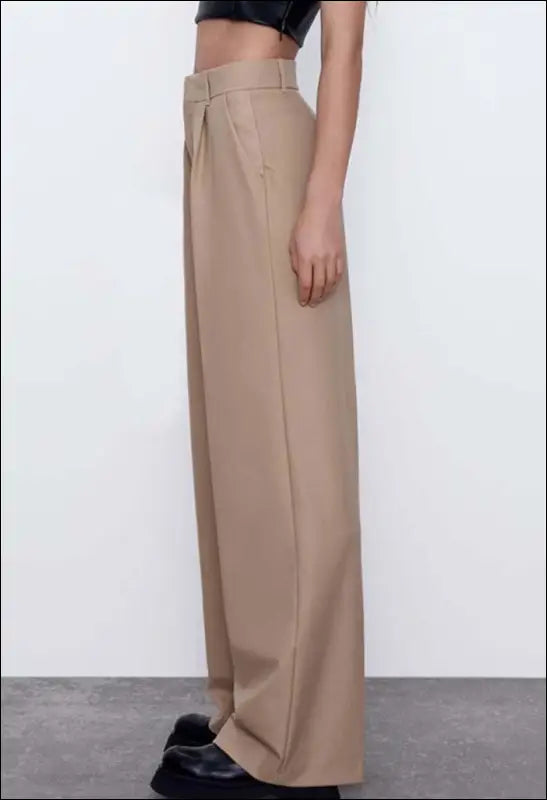 Women Casual Solid Color Wide-Leg Elegant Dress Pants e67